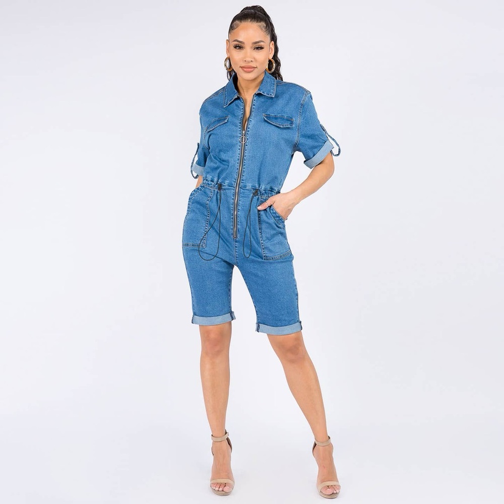 American Bazi Blue Denim Romper